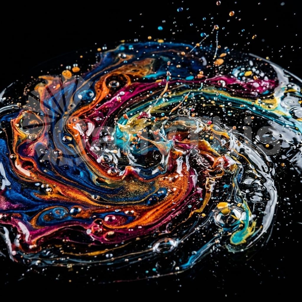 
									Oil & Water Surface — Iridescent Interference Study