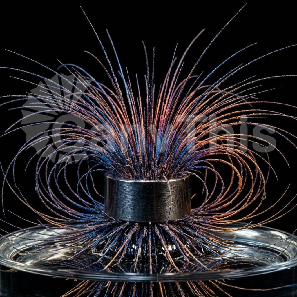 
									Magnetic Field — Iron Filings Visualization