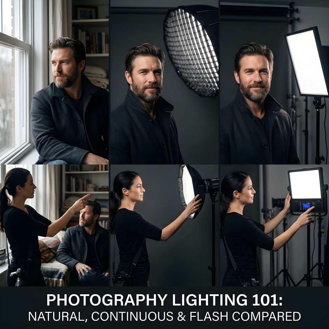 55. Photography Lighting 101 Natural, Continuous & Flash Compared
