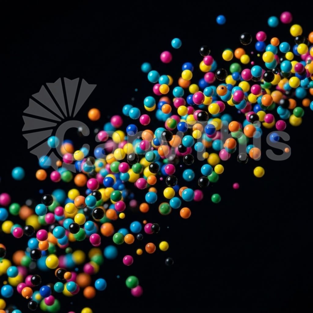 
									Inkjet Droplet Array — Print Head at 1/50,000 Second
