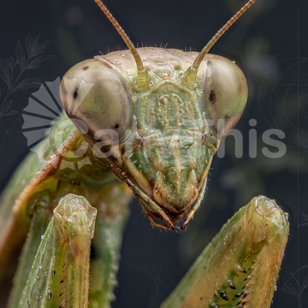 24_Praying Mantis Portrait — Mantis religiosa Face_watermarked