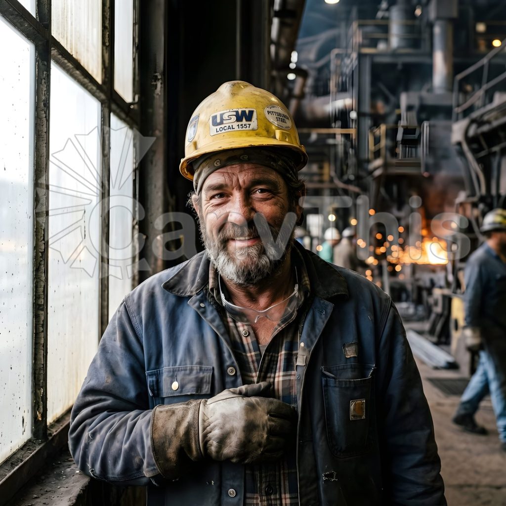 
									Pittsburgh Steel Worker — Mill at Night