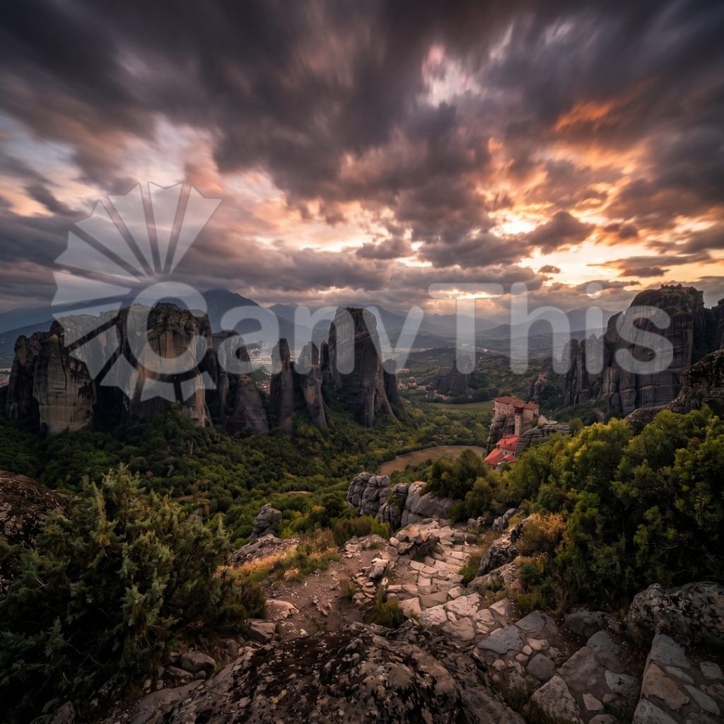 
									Meteora — Monastery Rock at Dawn