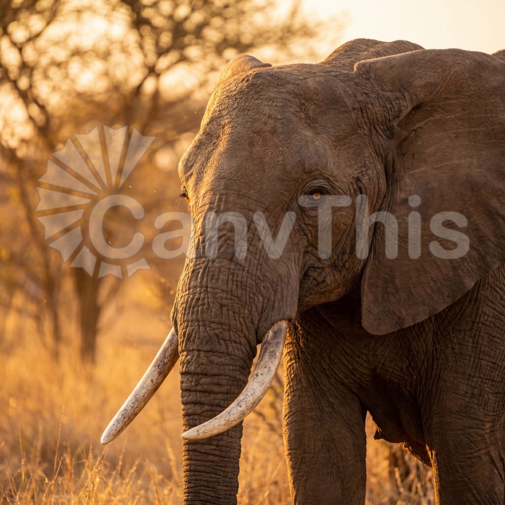 
									Elephant Matriarch — Close Portrait at Eye Level