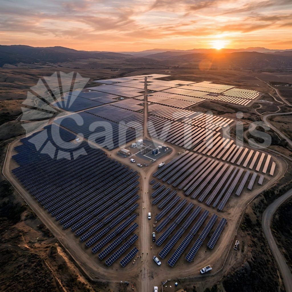 
									Solar Farm Geometry — Noor I Aerial