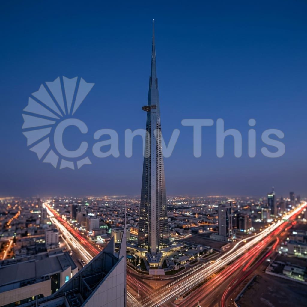 
									Kingdom Tower — Riyadh Night Skyline
