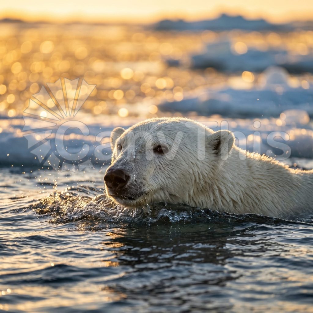 
									Polar Bear Swimming — Svalbard Open Lead