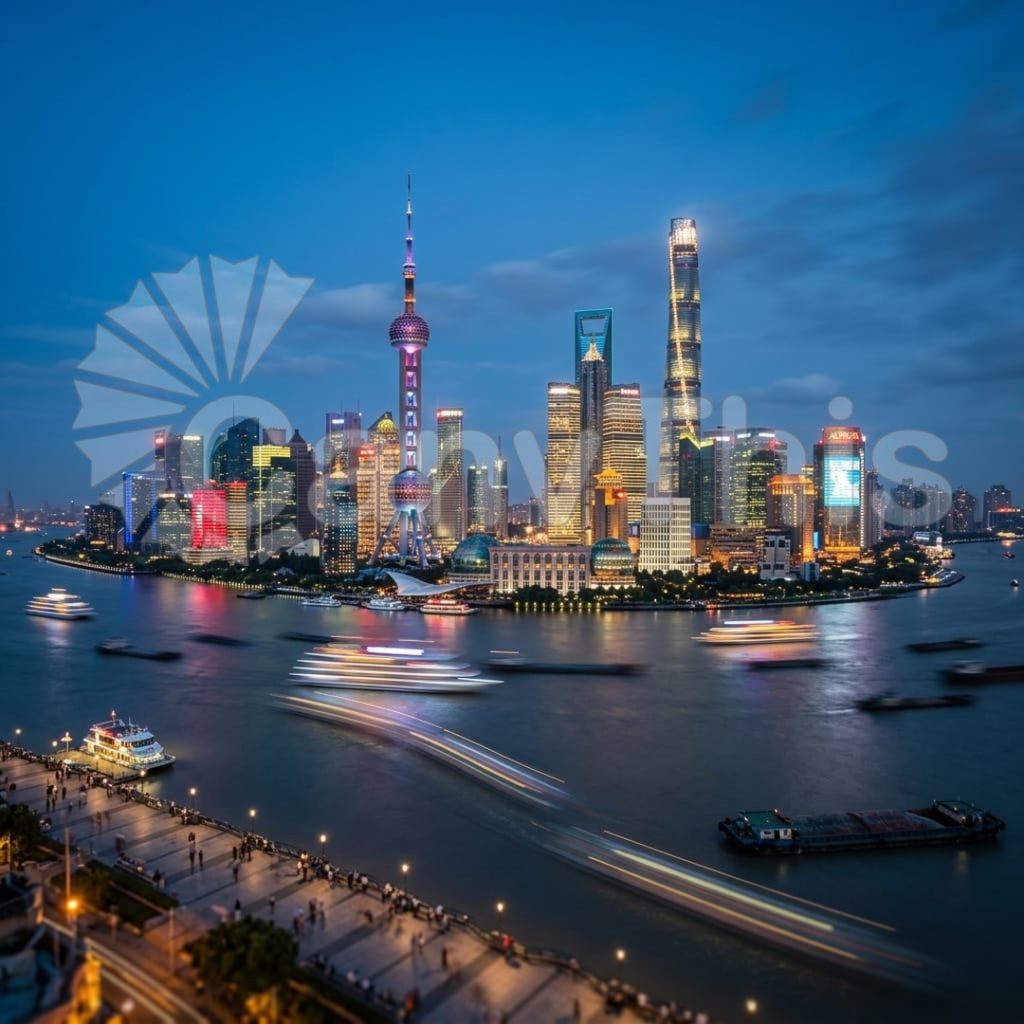 
									Shanghai Pudong — Pearl Tower Glass Canyon