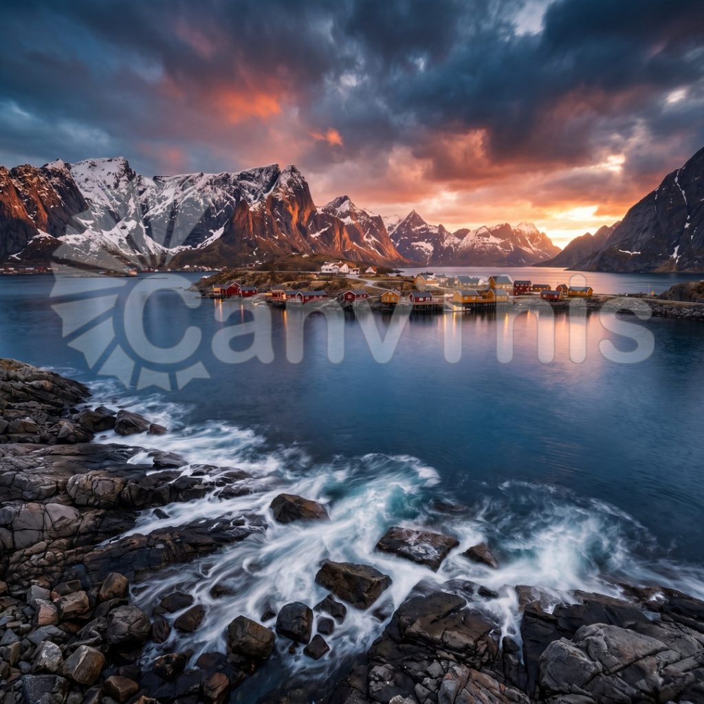 
									Lofoten Islands — Northern Light Winter Reflection