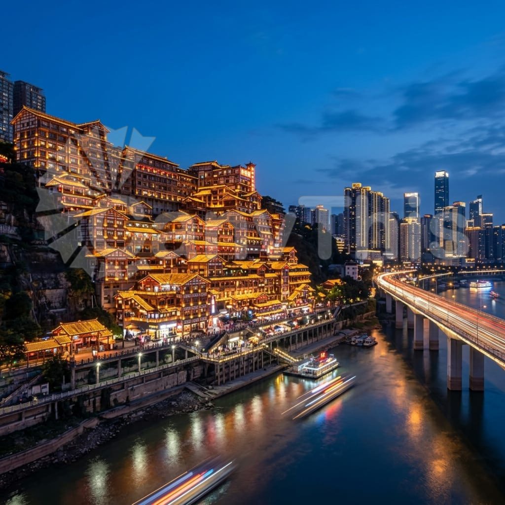 
									Chongqing Hongyadong — Stacked City Night