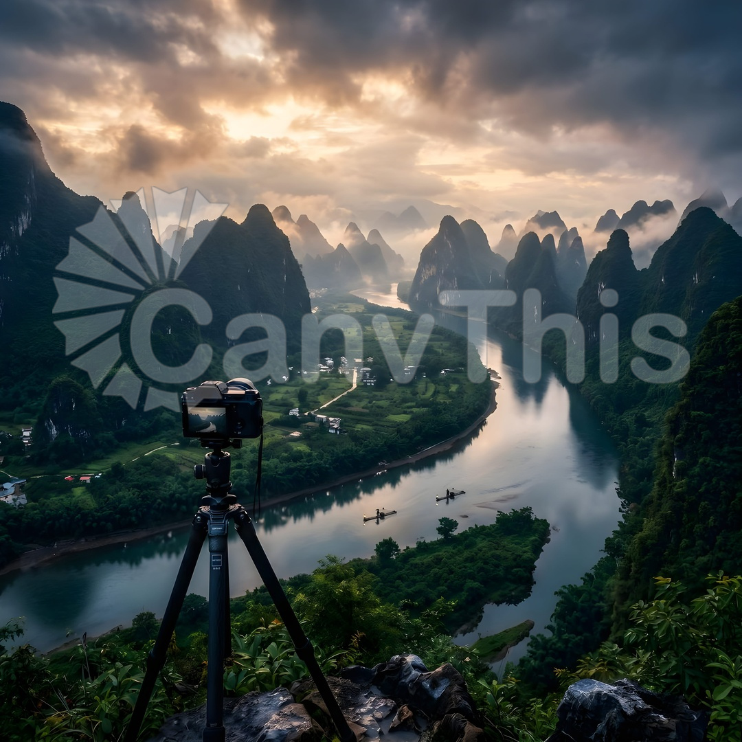 67. Guilin Karst — Li River Mist at Dawn_watermarked