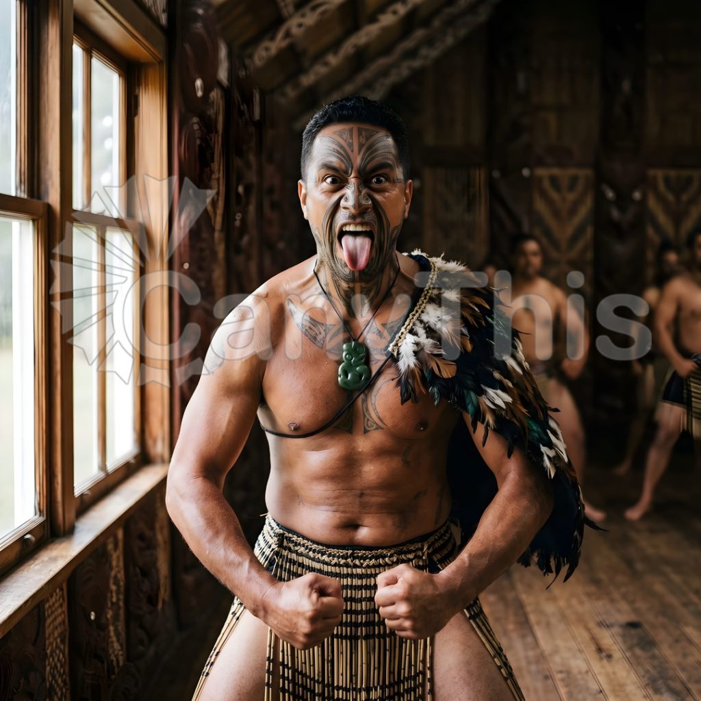 
									Maori Haka — War Challenge Close Portrait