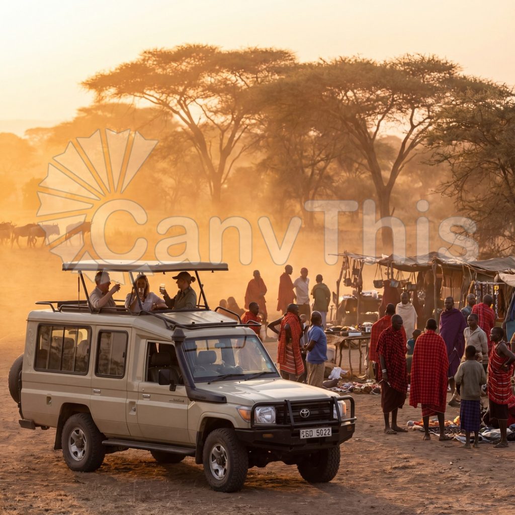 
									Serengeti Sundowner Drive — Safari Vehicle Silhouette
