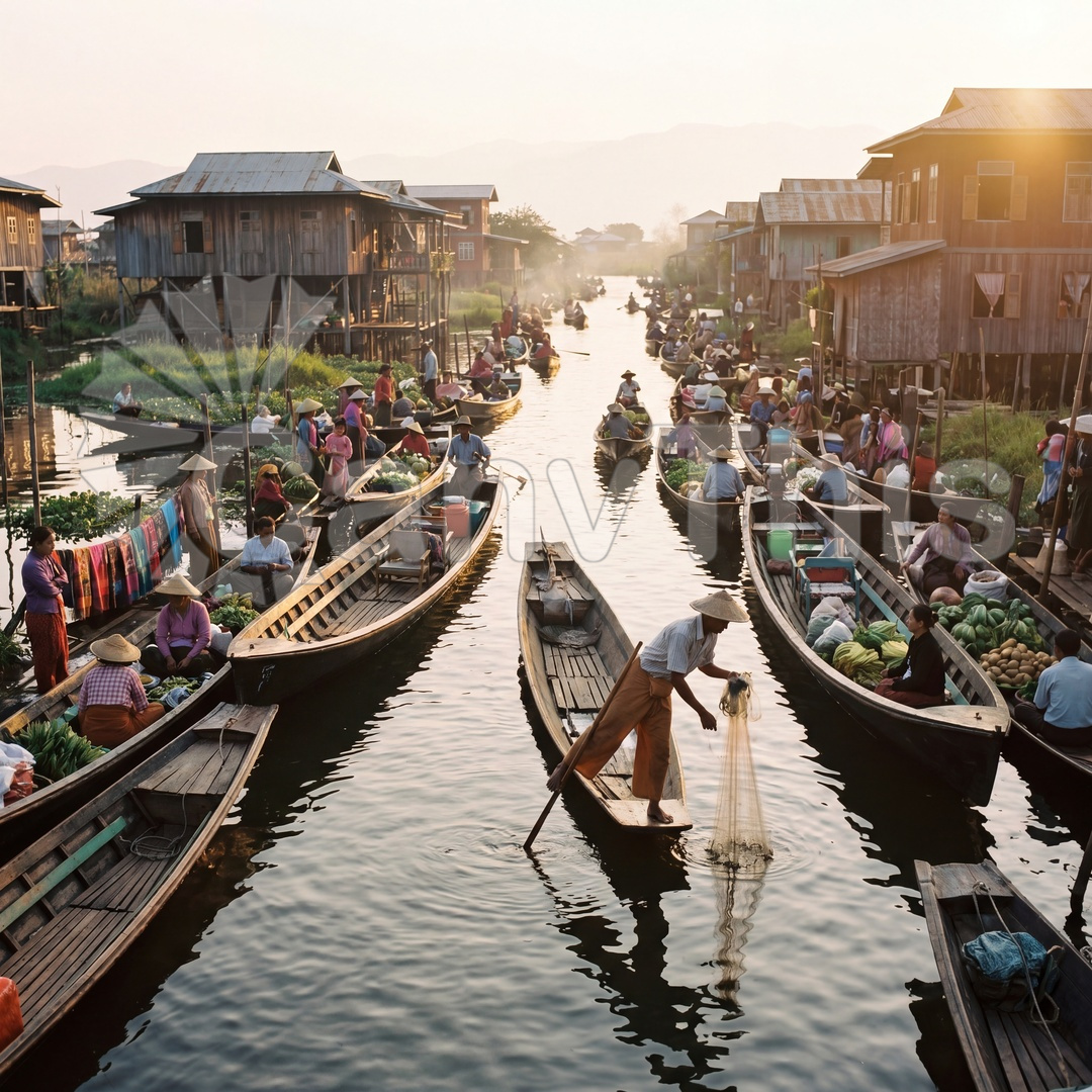 72. Inle Lake Myanmar — Leg-Rowing Fishermen Dawn_watermarked