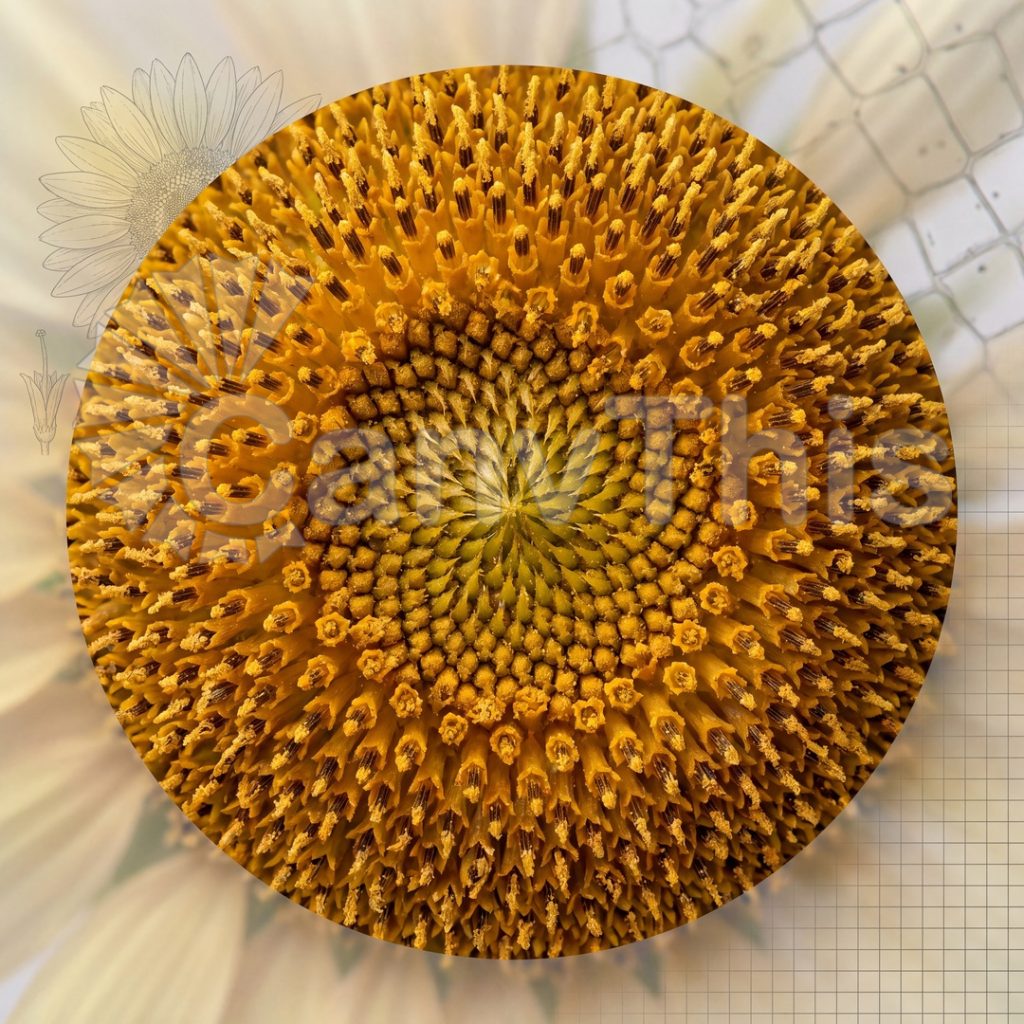 
									Sunflower Disc Floret Array — Fibonacci Packing at 2:1