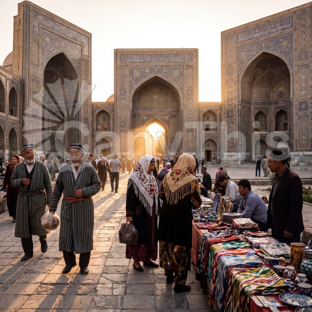 
									Samarkand Registan — Tilework Dusk Illumination