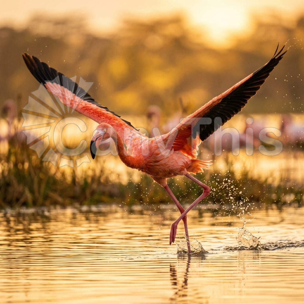 
									Flamingo Takeoff — Yucatan Celestún Lagoon