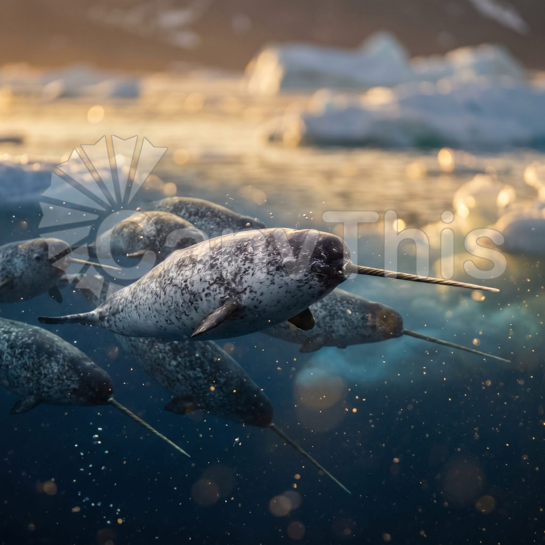 76_Narwhal Pod — Baffin Bay Breathing at Surface_watermarked