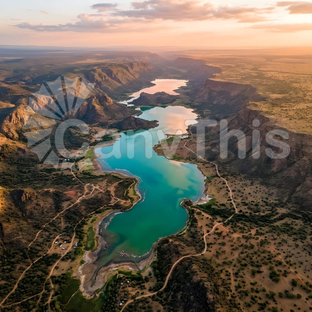
									Kenya Rift Valley Lakes — Flamingo Congregation Aerial