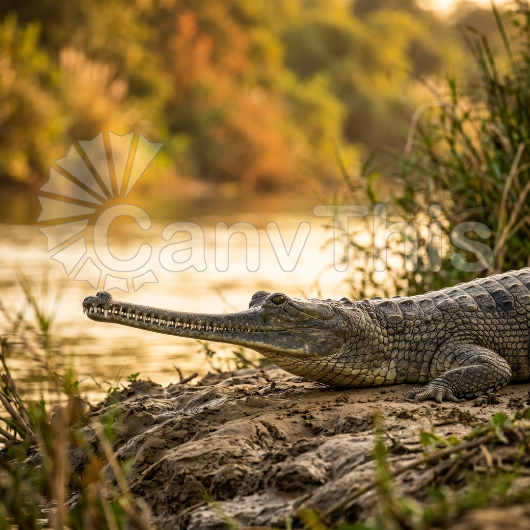 78_Gharial Basking — Chambal River Mugger Congregation_watermarked