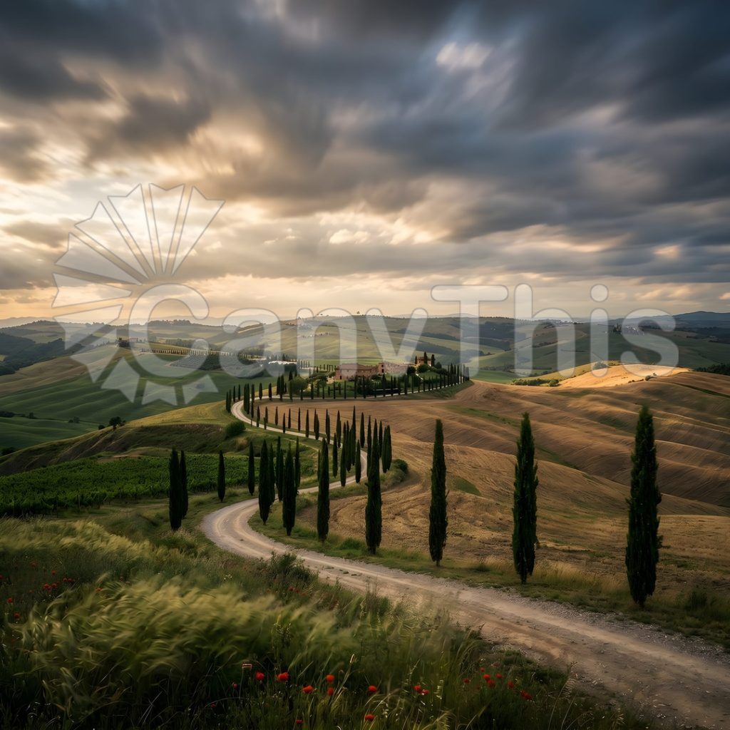 
									Val d’Orcia — Cypress Road at Twilight