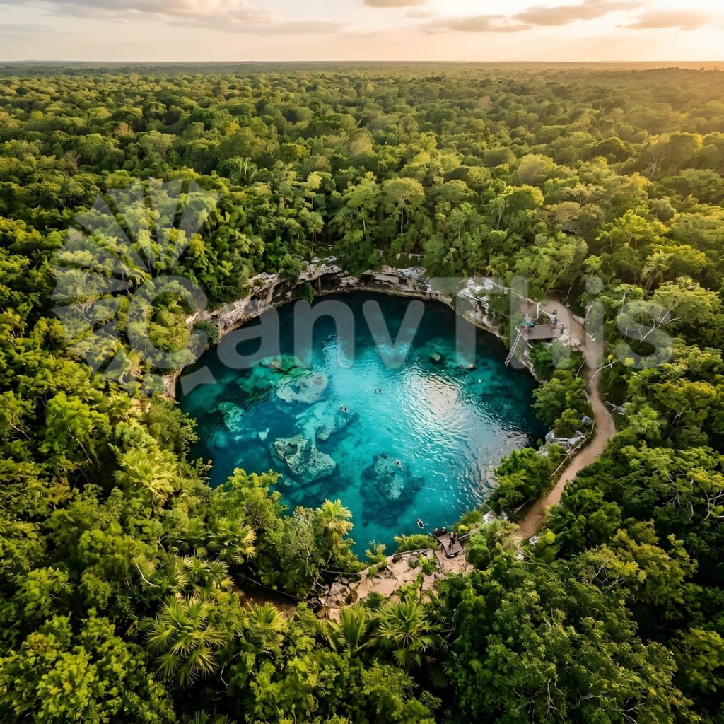 
									Mexican Cenote Overhead — Crystal Water Abstraction