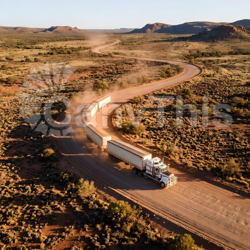 
									Outback Road Train — Australian Desert Perspective