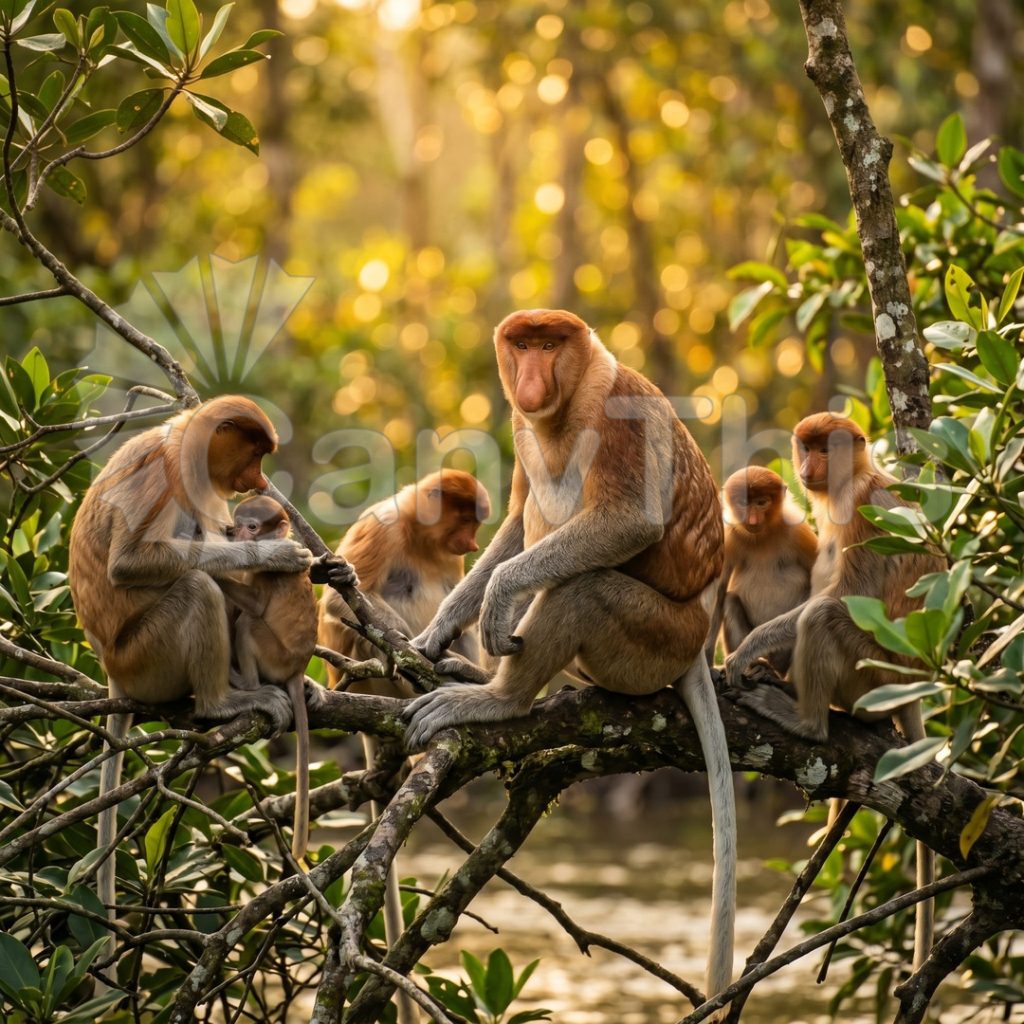 
									Proboscis Monkey Harem — Borneo Riverbank Leap