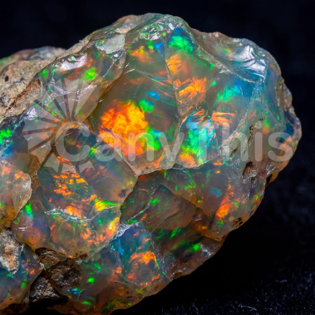 
									Opal Fire — Precious Opal Play-of-Colour at 3:1 Macro