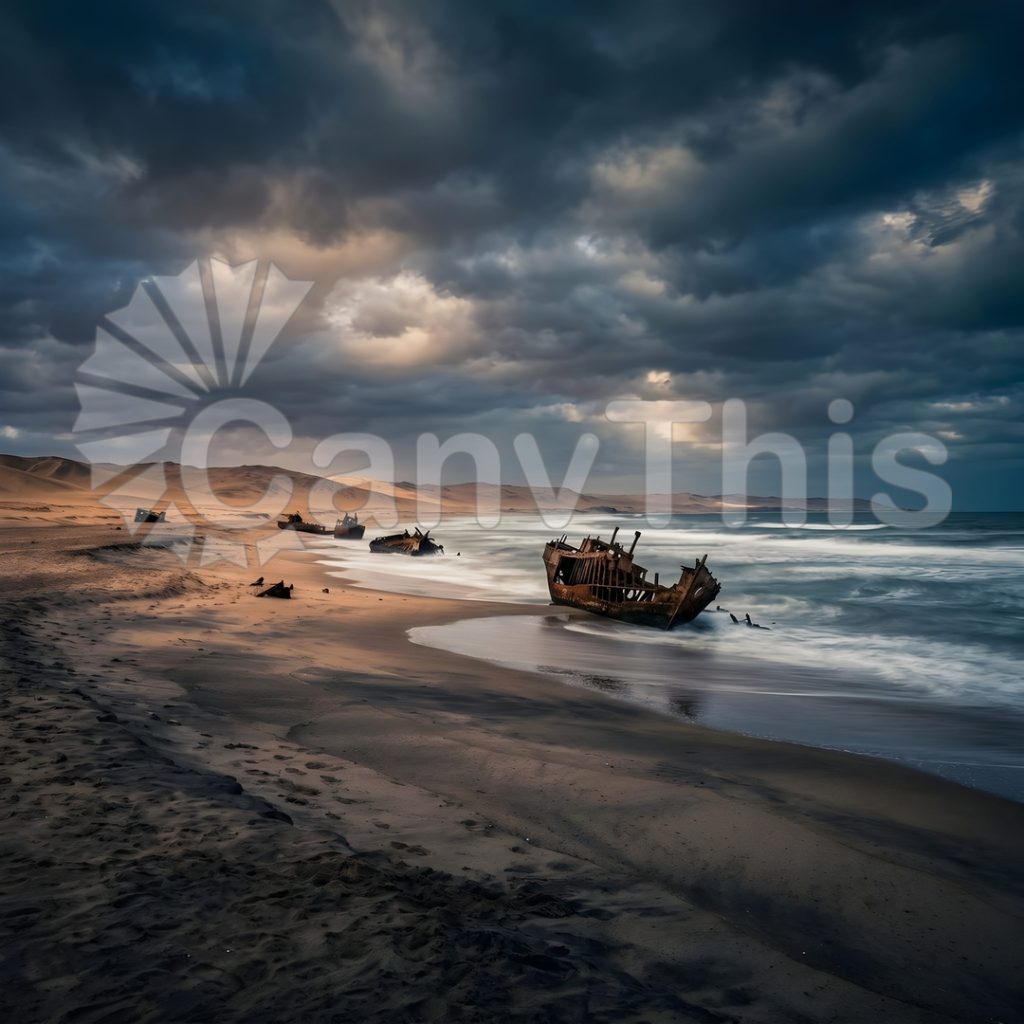 
									Skeleton Coast — Namibian Fog Bank Desert Meeting