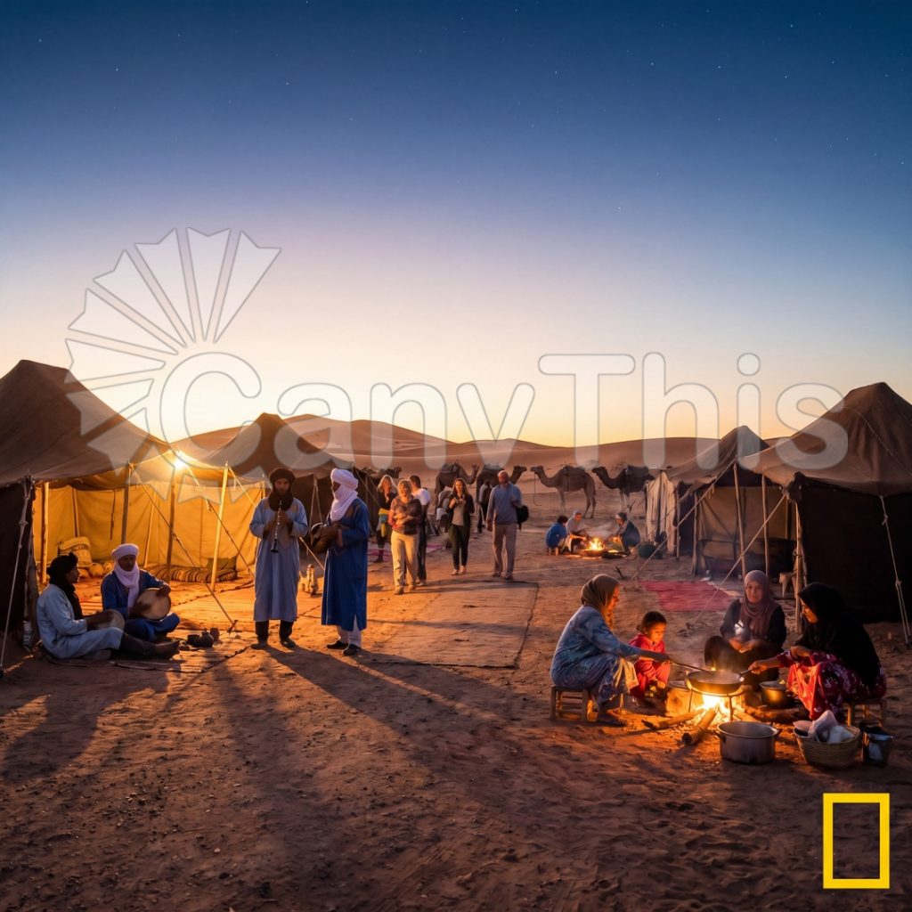 
									Sahara Desert Night Camp — Tuareg Fire