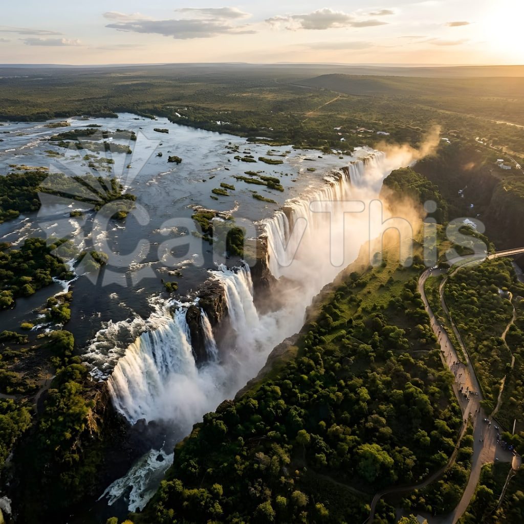 Zambia Victoria Falls — Spray Rainbow Aerial