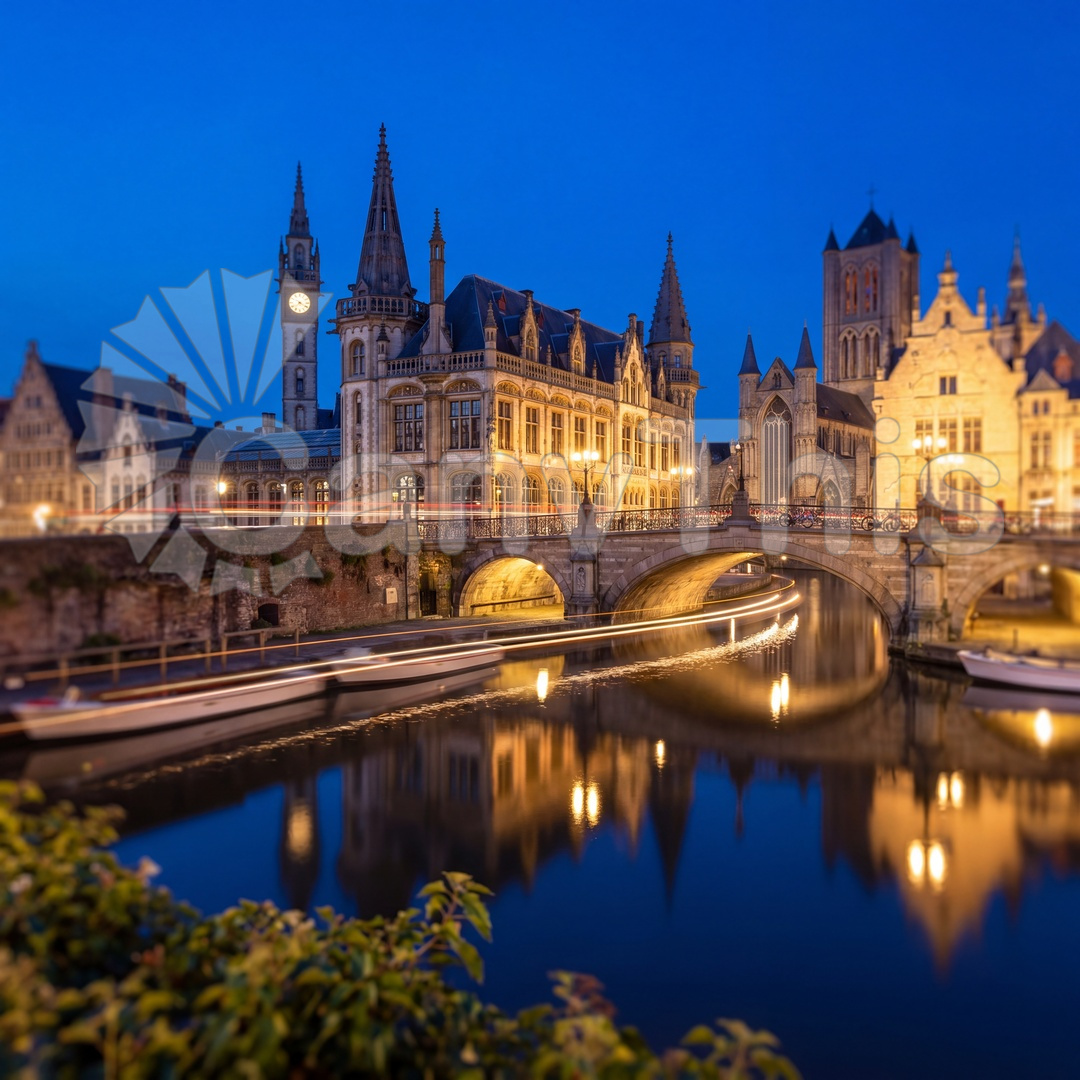 91. Bruges Canal — Belfry Reflection_watermarked