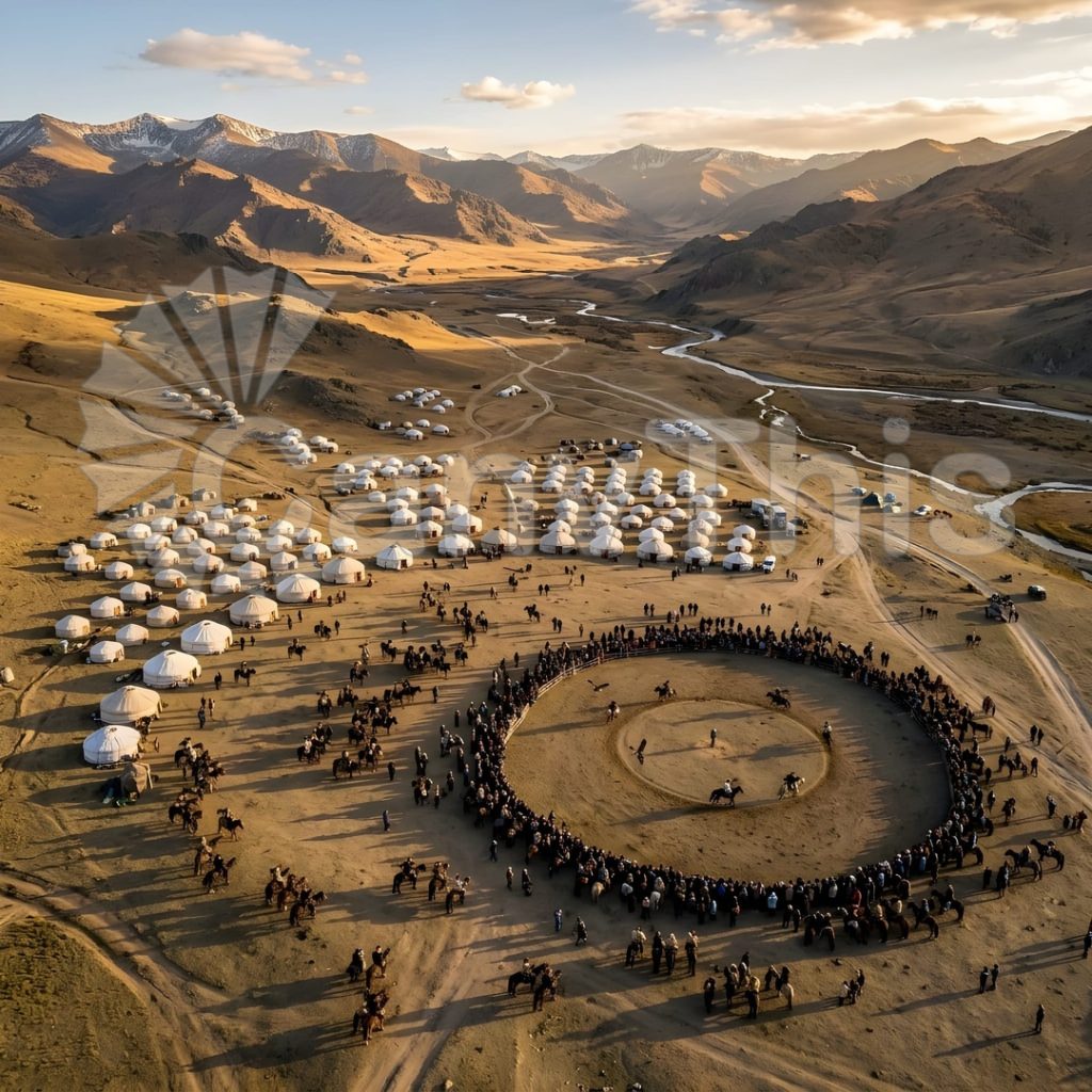
									Mongolia Eagle Festival — Aerial Overview of Gathering