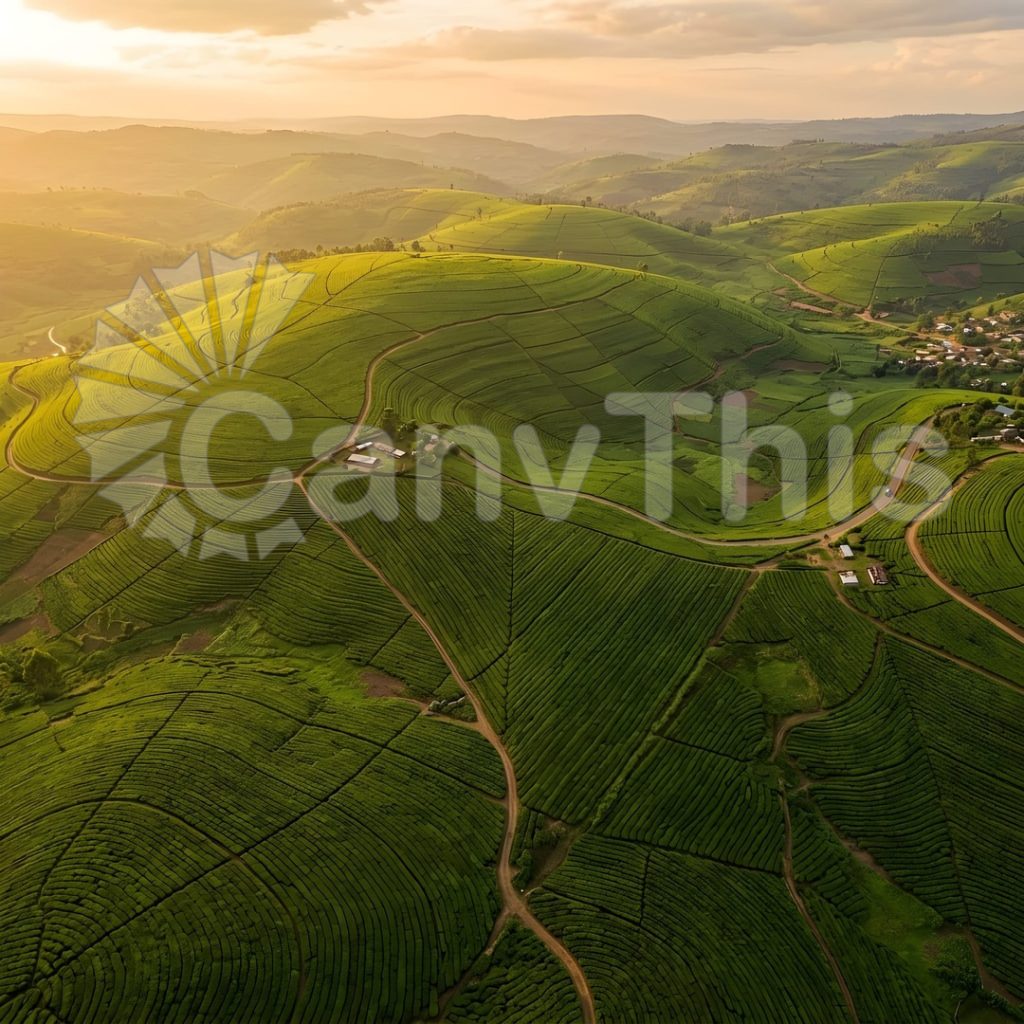 
									Rwanda Tea Plantation — Green Terraces Aerial