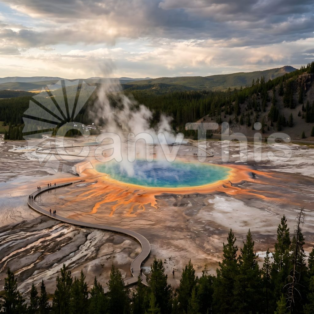 
									Yellowstone Grand Prismatic — Aerial Rainbow Spring