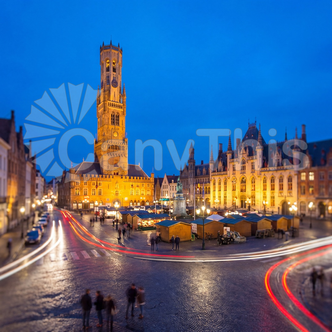 98. Bruges Central Square — Market Day Panorama_watermarked